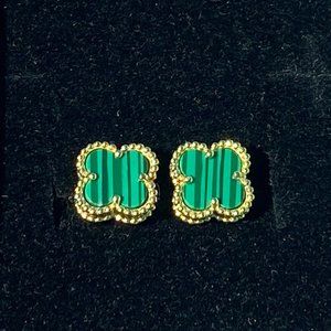 New Green Clover Leaf Stud Earrings/Earstuds 22KGP